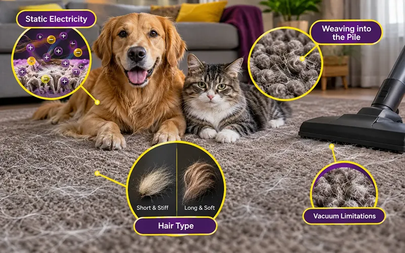 Why Pet Hair Sticks to Carpet So Stubbornly